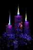 Retro animated gif of purple candles with blue fire.